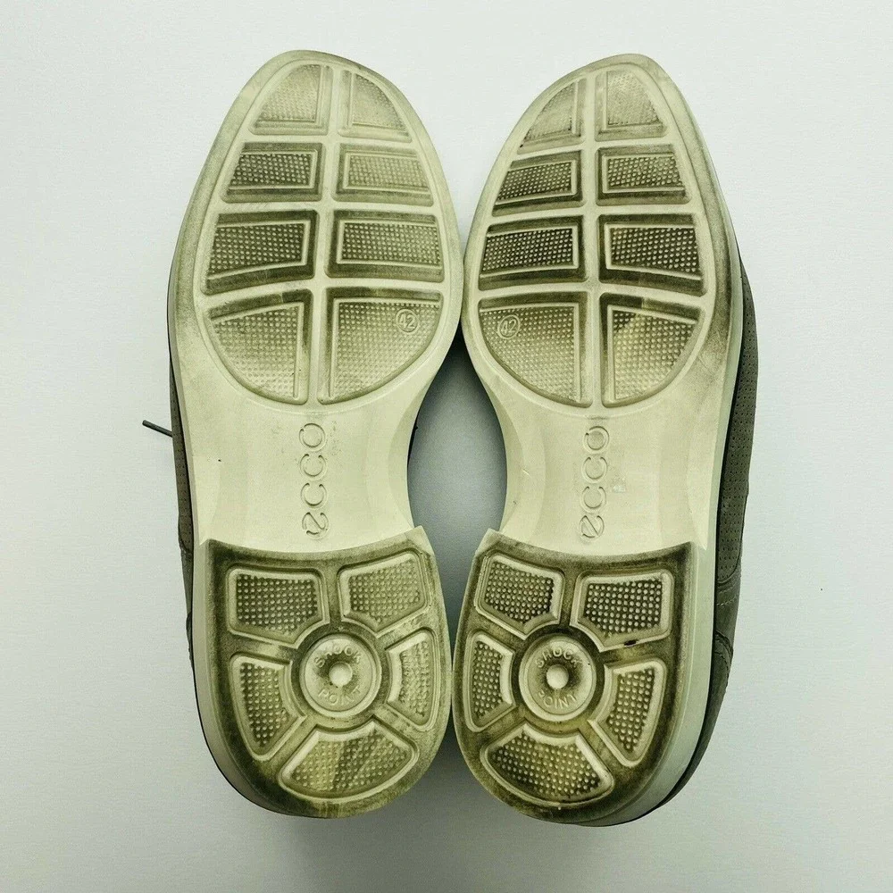 Ecco Shoes Mens 8 Brownish Gray‎ Biarritz Perforated Suede Lace Up Derby